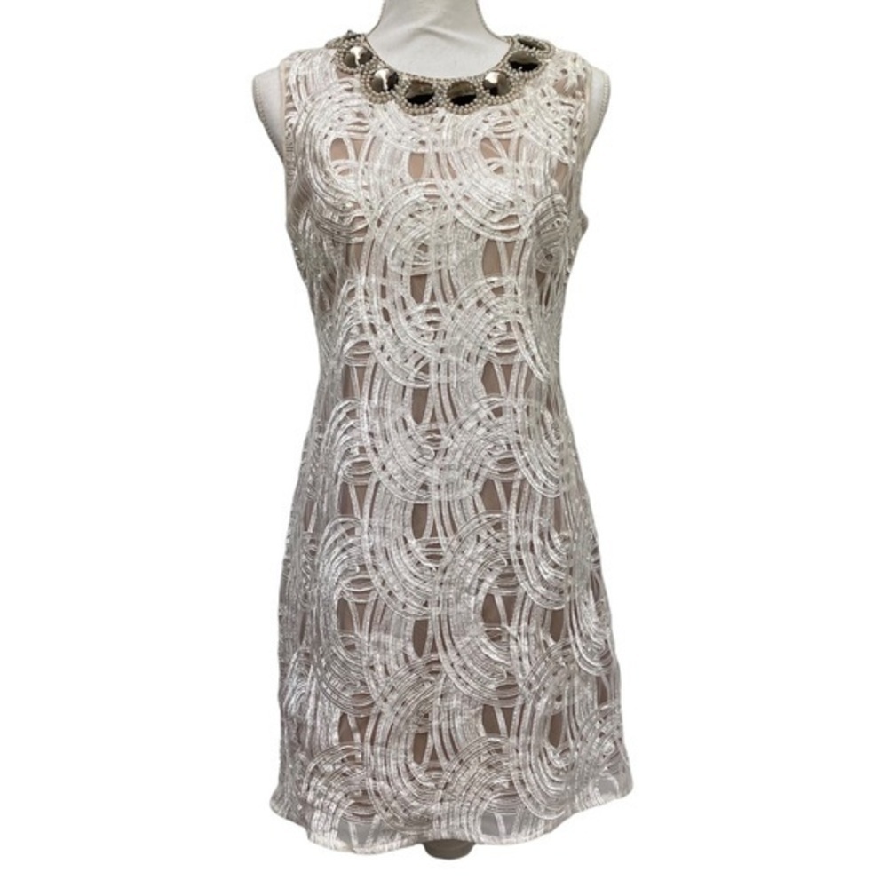 Adrianna Papell Petite Ribbon Lace Shift Dress
